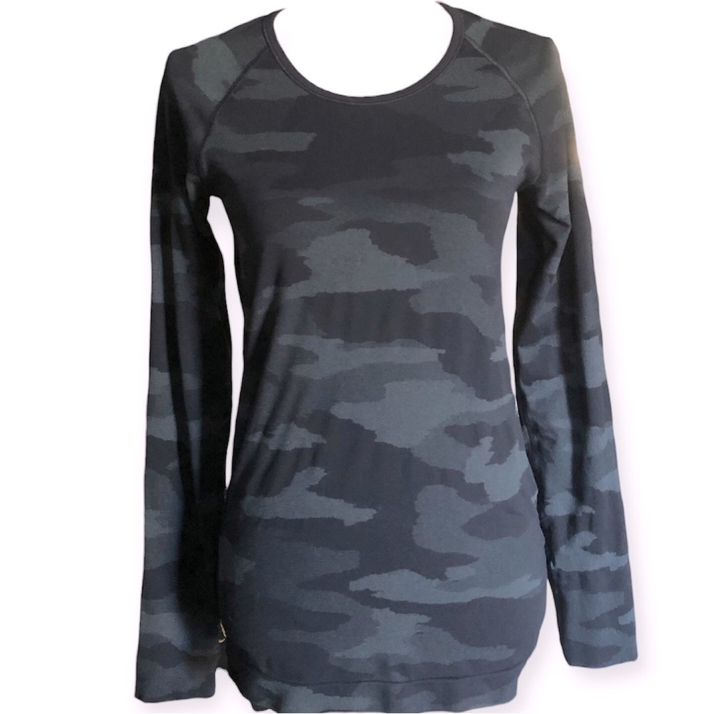 Athleta Back Speedlight Black Camo Longsleeve - Picture 3 of 4